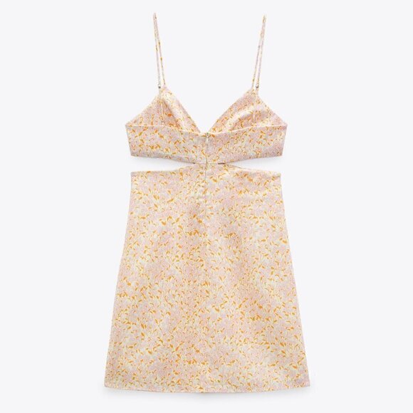 Zara Cutout New Spaghetti Straps Linen Blend Mini Dress Size XL - Picture 9 of 15